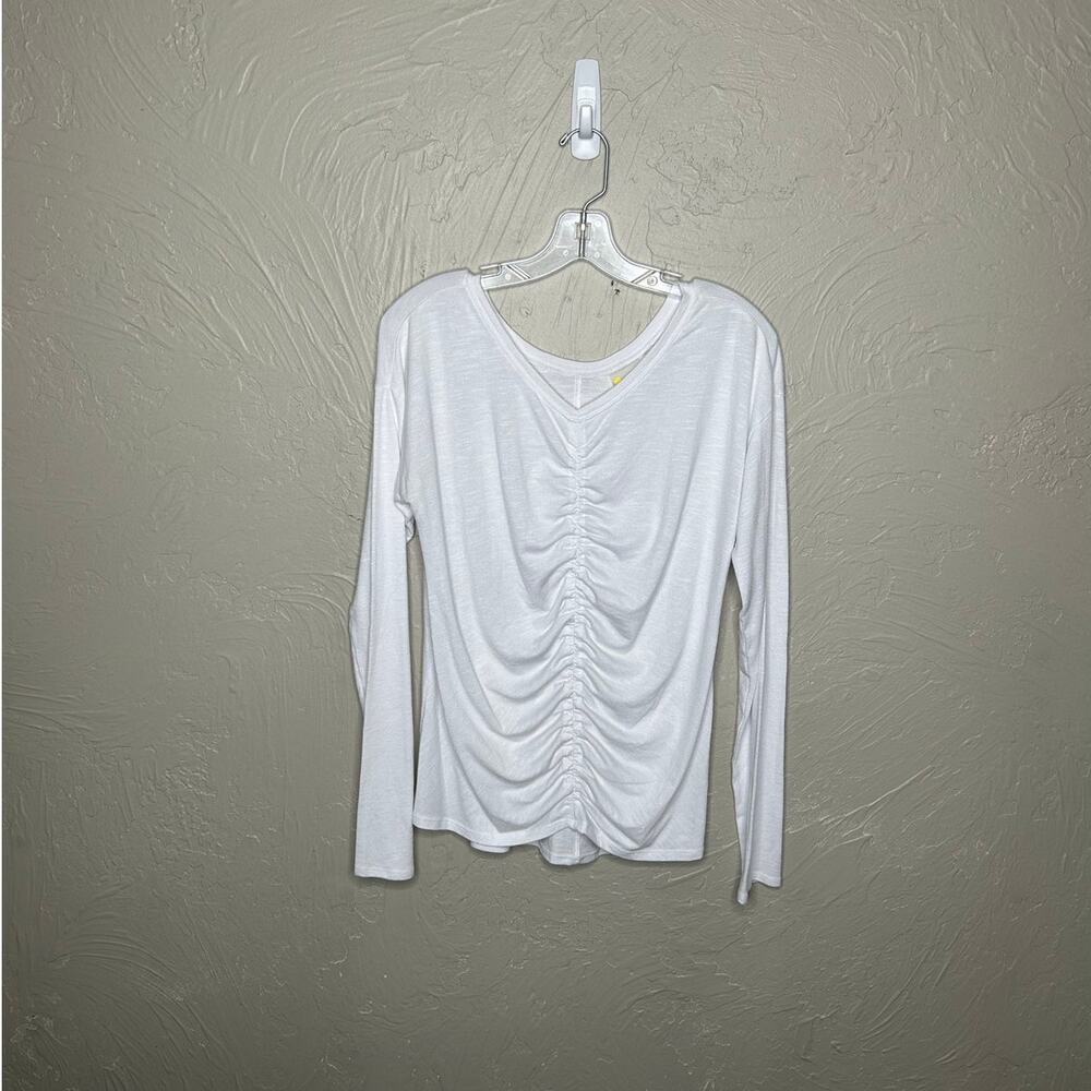 Zella White Ruched Front Athleisure Workout Top Large
